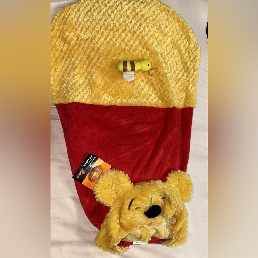 NEW Winnie the Pooh Plush Dog Outfit with Cute Honey Bee on the back Side